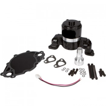 FORD FALCON MUSTANG 289 302 351W WINDSOR ELECTRIC WATER PUMP WITH BACKING PLATE - 35 GPM BLACK CHROME FINISH